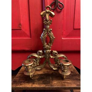 Vintage Burwood Shiny Gold Ornate Double Candle Holder Wall Sconce Taper Candle